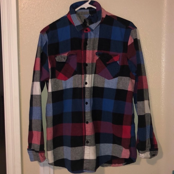 2FOR22$ VINTAGE MULTICOLOR FLANNEL BUTTON UP MENS - Picture 2 of 5